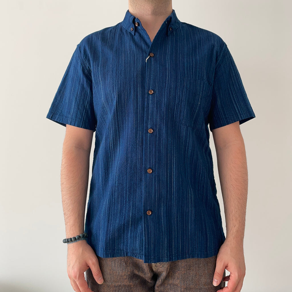 Shijira Kasuri Shirt in Indigo Dobby - Tempo