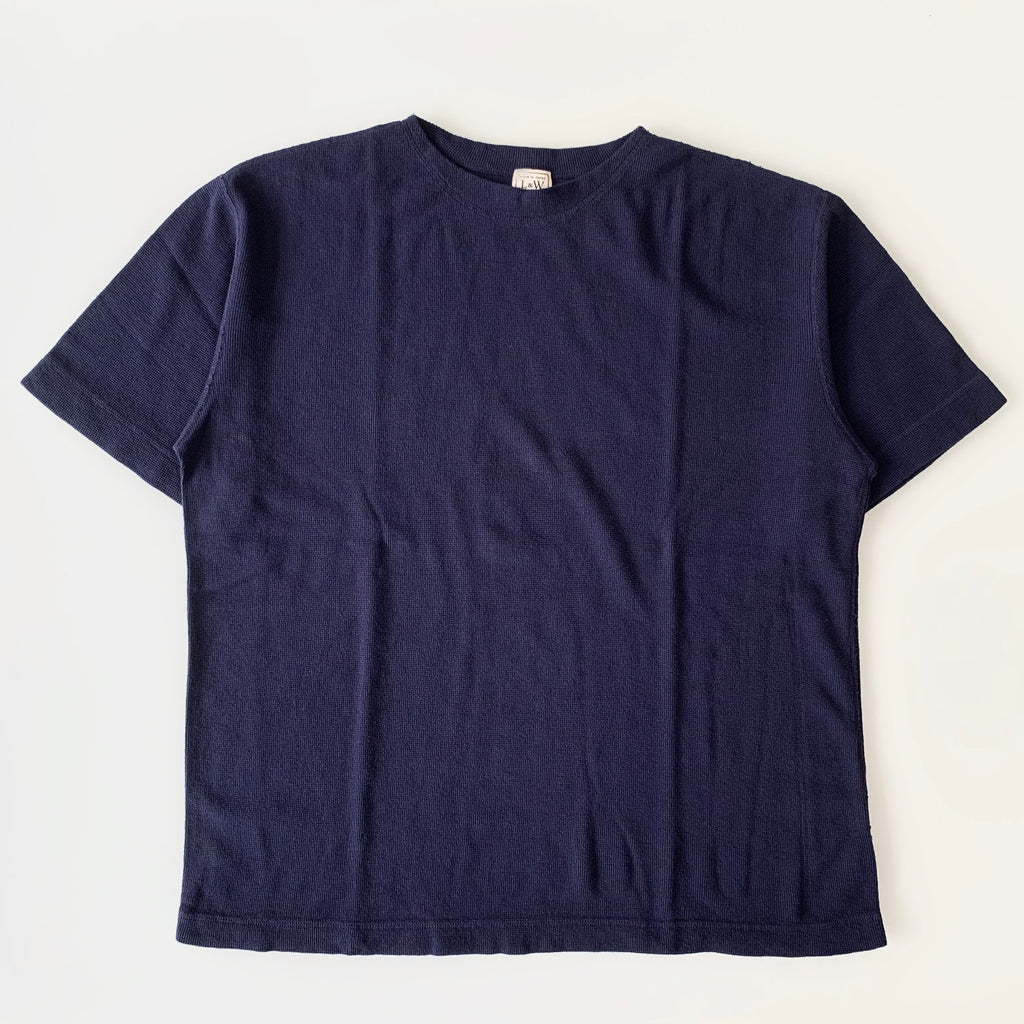 Rib Knit Short-Sleeve Boatneck in Deep Navy - Tempo