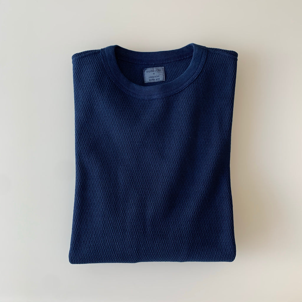 Thermal Long Sleeve - Dark Indigo  - Sukumo Natural Indigo Hand-Dyed - Tempo
