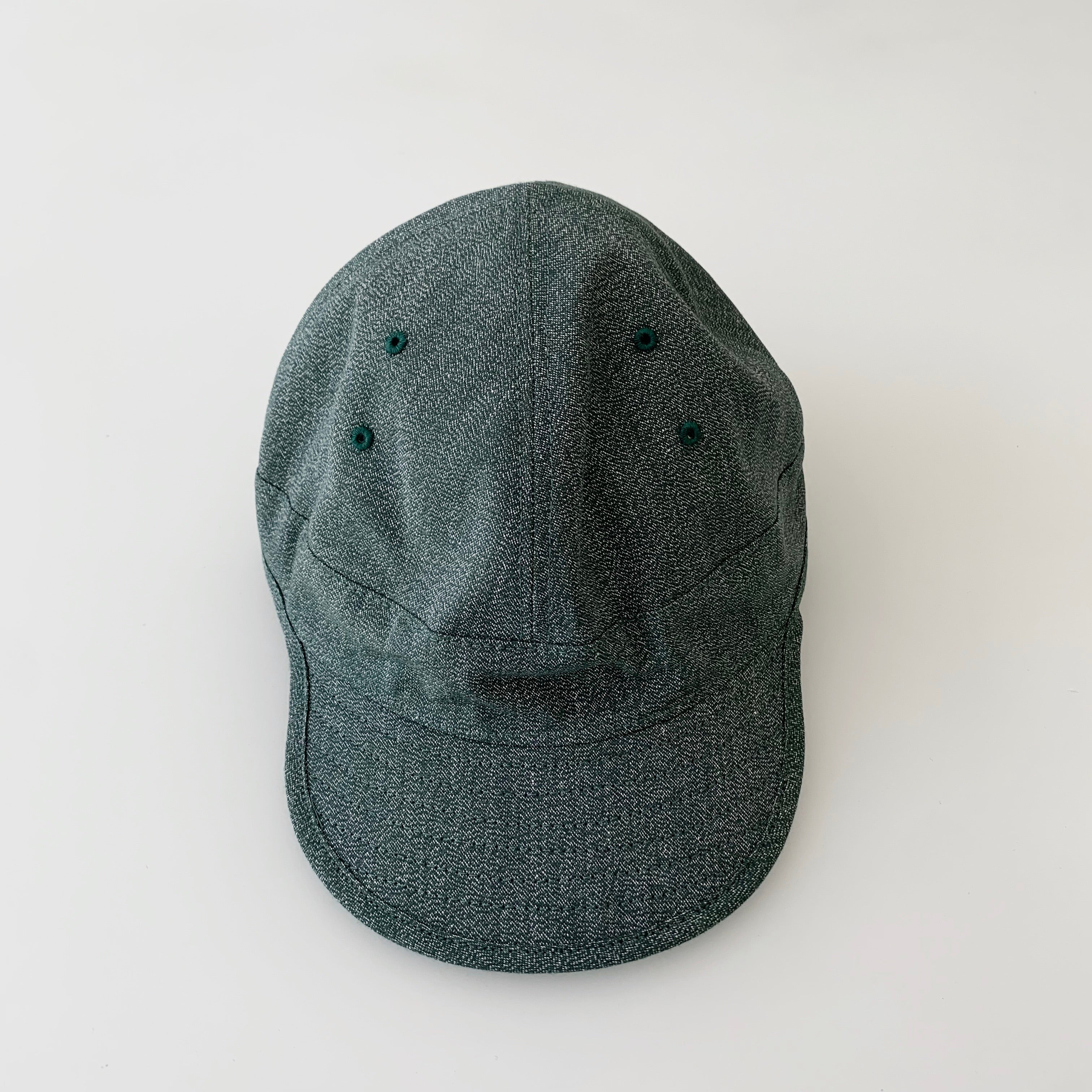USMC Cap in Heather Green Mock Twist Chambray - Tempo