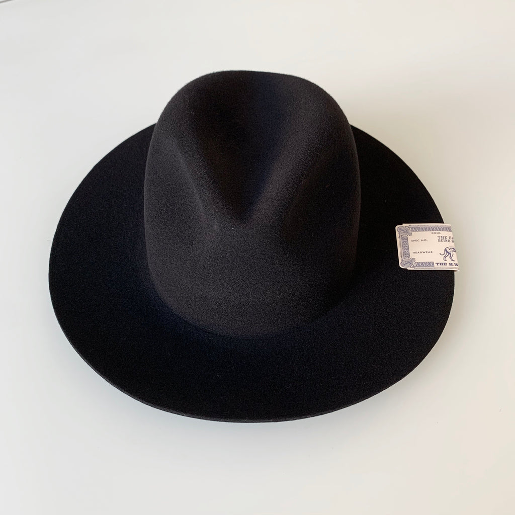 Travelers Hat in Black Merino Wool Felt - Tempo