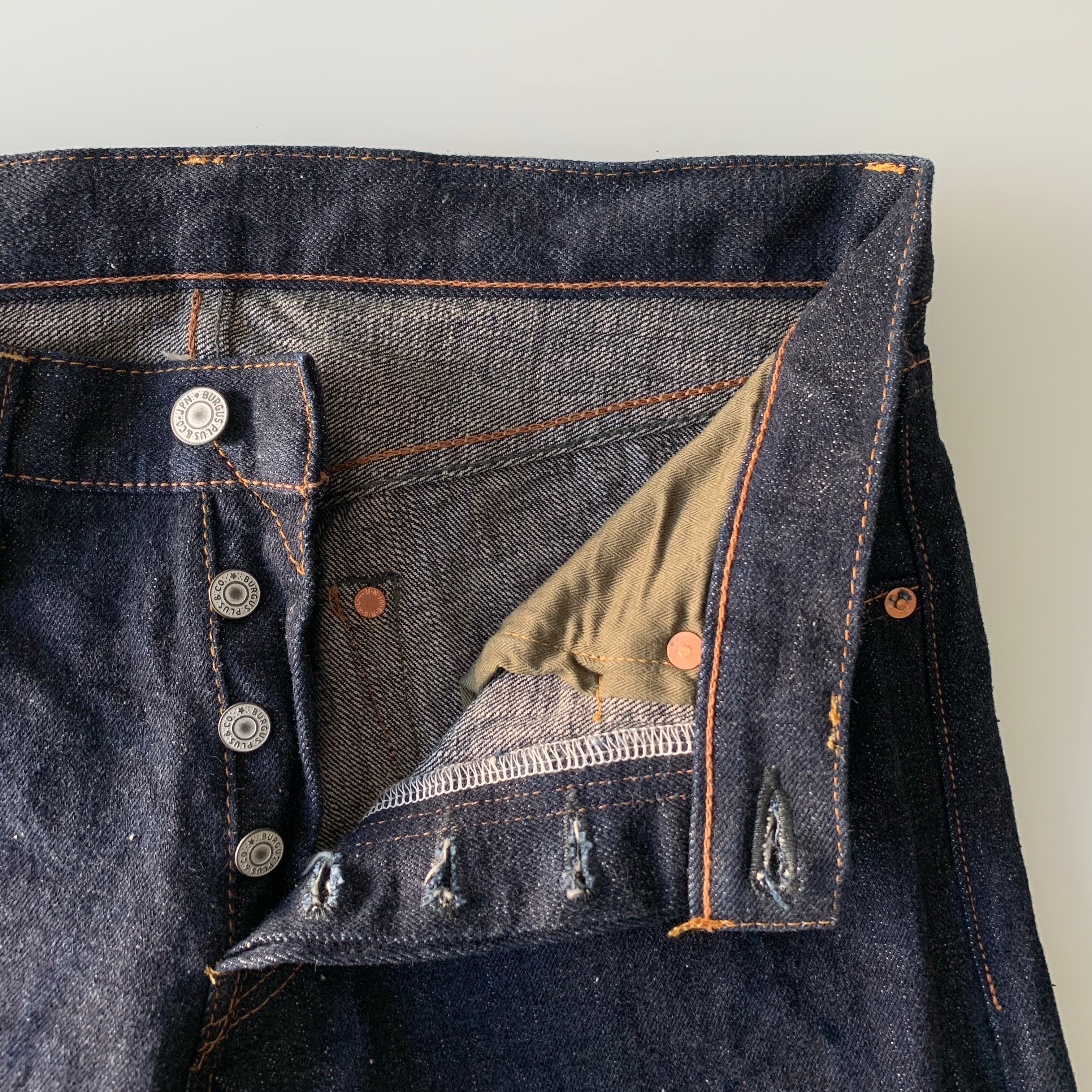 Natural Indigo Red Cast 15.5oz Selvedge Slim Straight Slub Jeans - OW (850) - Tempo