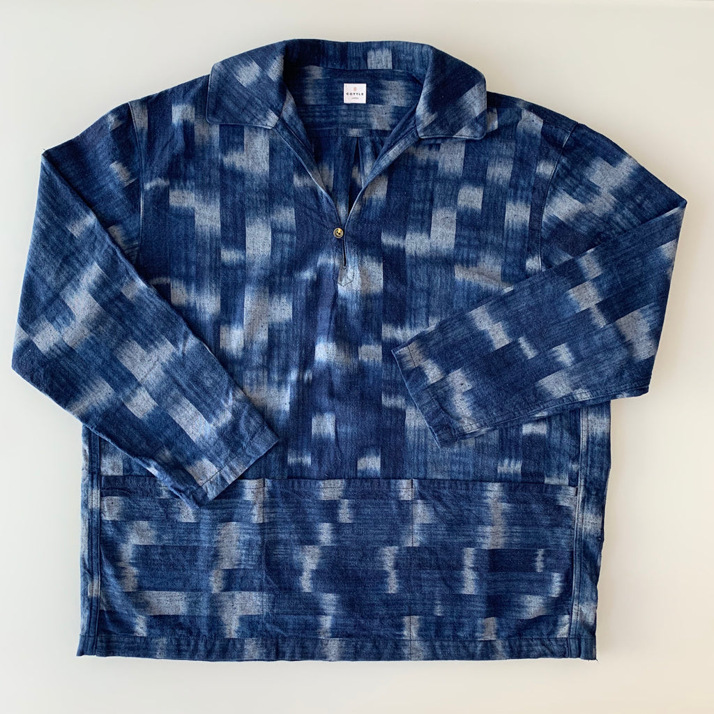 Atelier Smock Shirt - Bingo Fushiori - Aki-Kasuri Indigo loop - Tempo