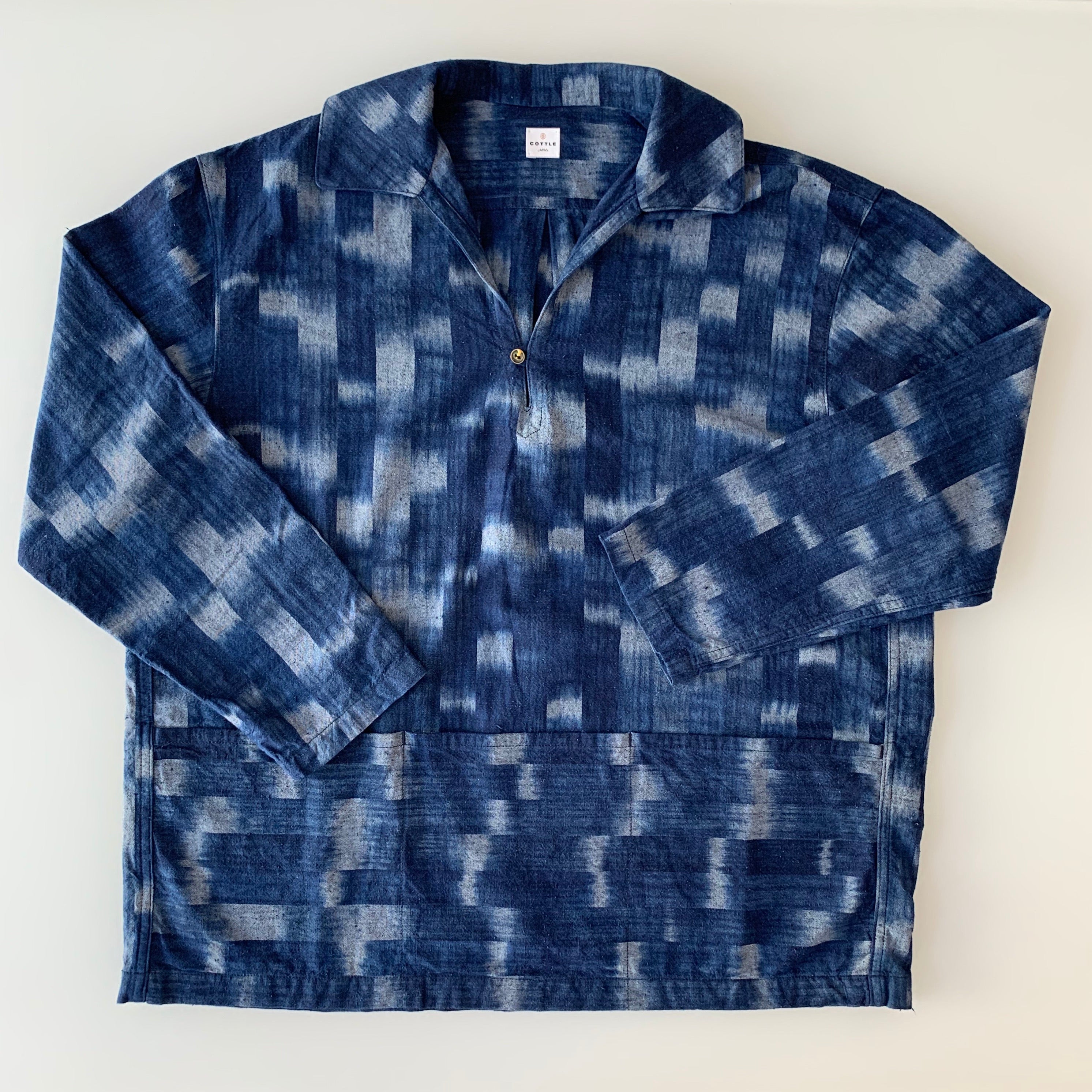 Atelier Smock Shirt - Bingo Fushiori - Aki-Kasuri Indigo loop - Tempo