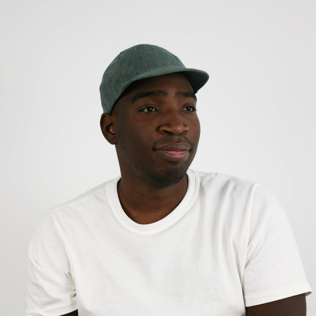 USMC Cap in Heather Green Mock Twist Chambray - Tempo