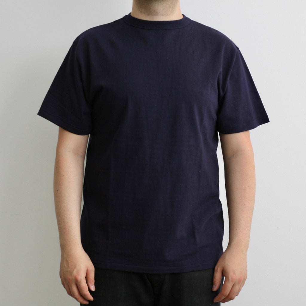 Tsuri-Ami Loopwheel Slub Cotton T-Shirt in Navy - Tempo