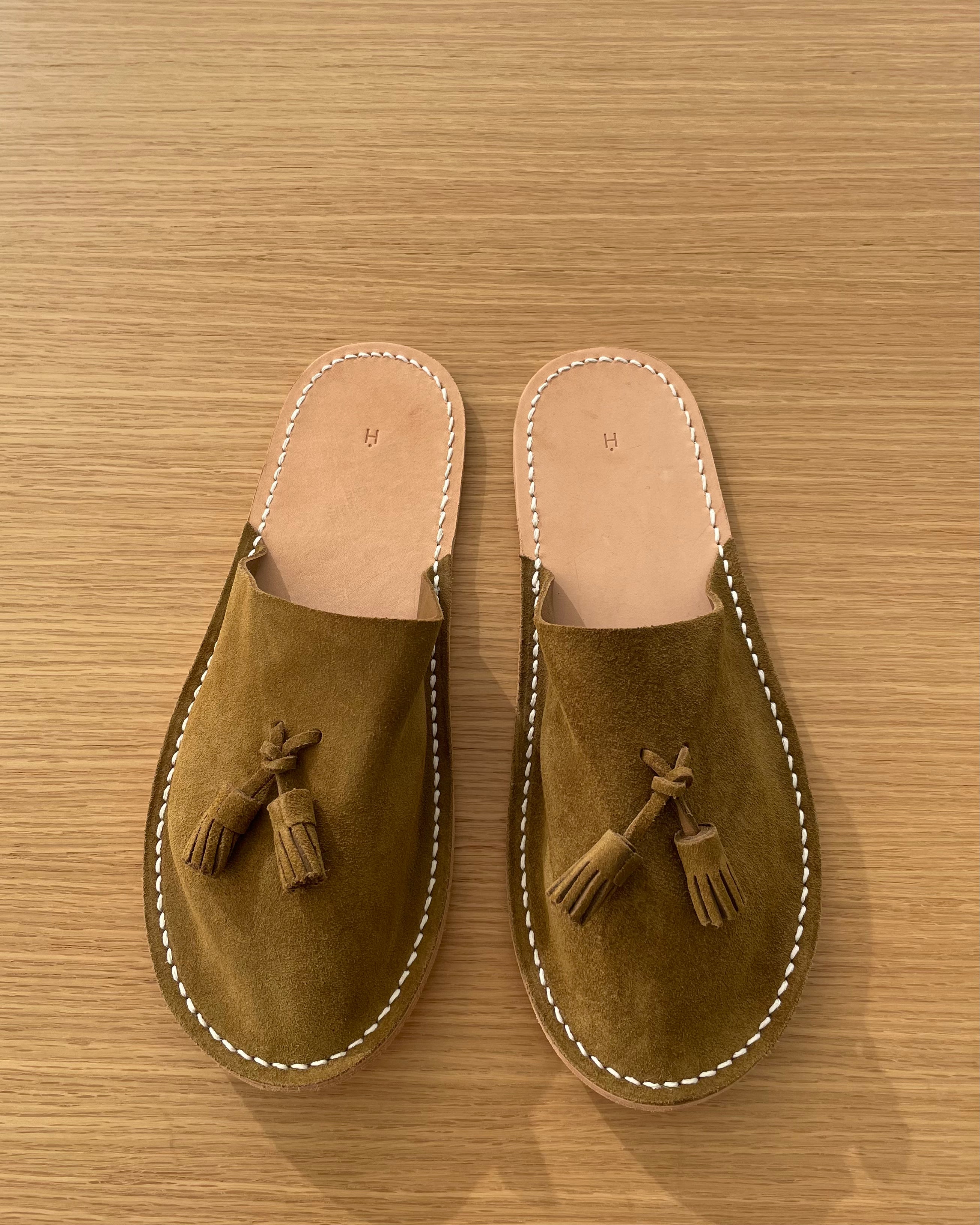 Leather Slipper in Khaki Beige - Tempo