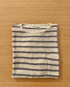 Early Basque Stripe Shirt - Short Sleeve - Natural x Graphite