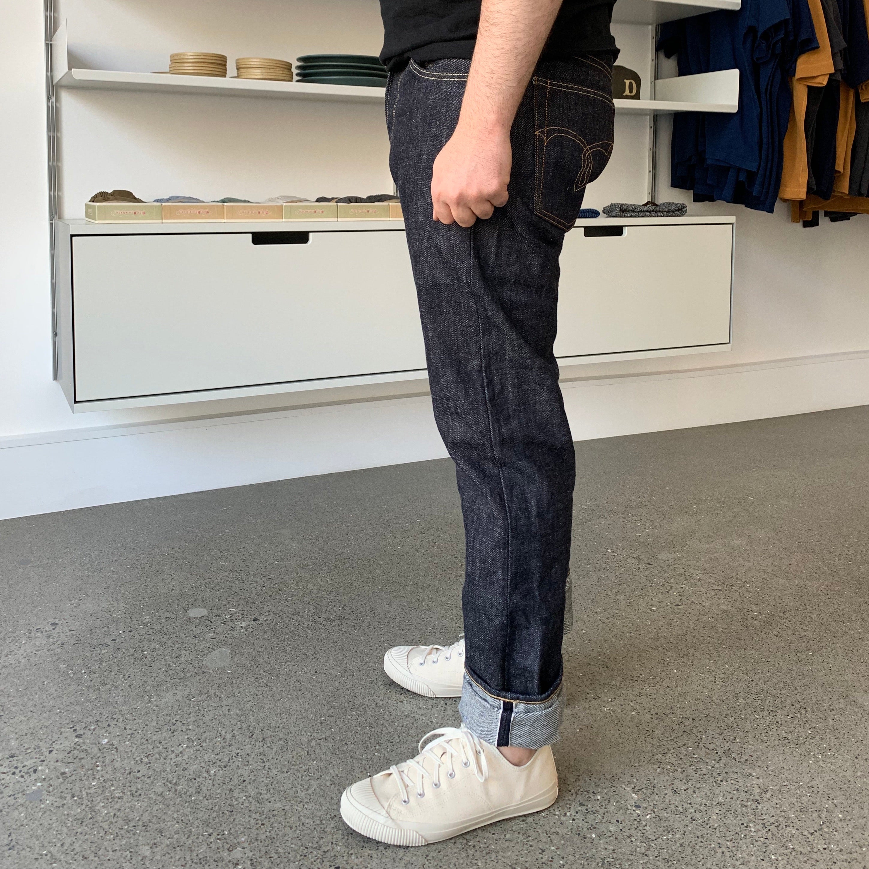 Premium 15.3oz. TK903 Relax Tapered Natural Indigo Selvedge Denim Pants - OW - Tempo