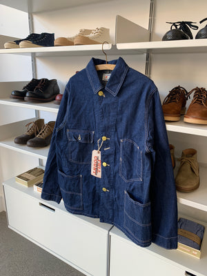 Lightweight Coverall Jacket in 9.25oz Indigo Denim with Removable Buttons - OW