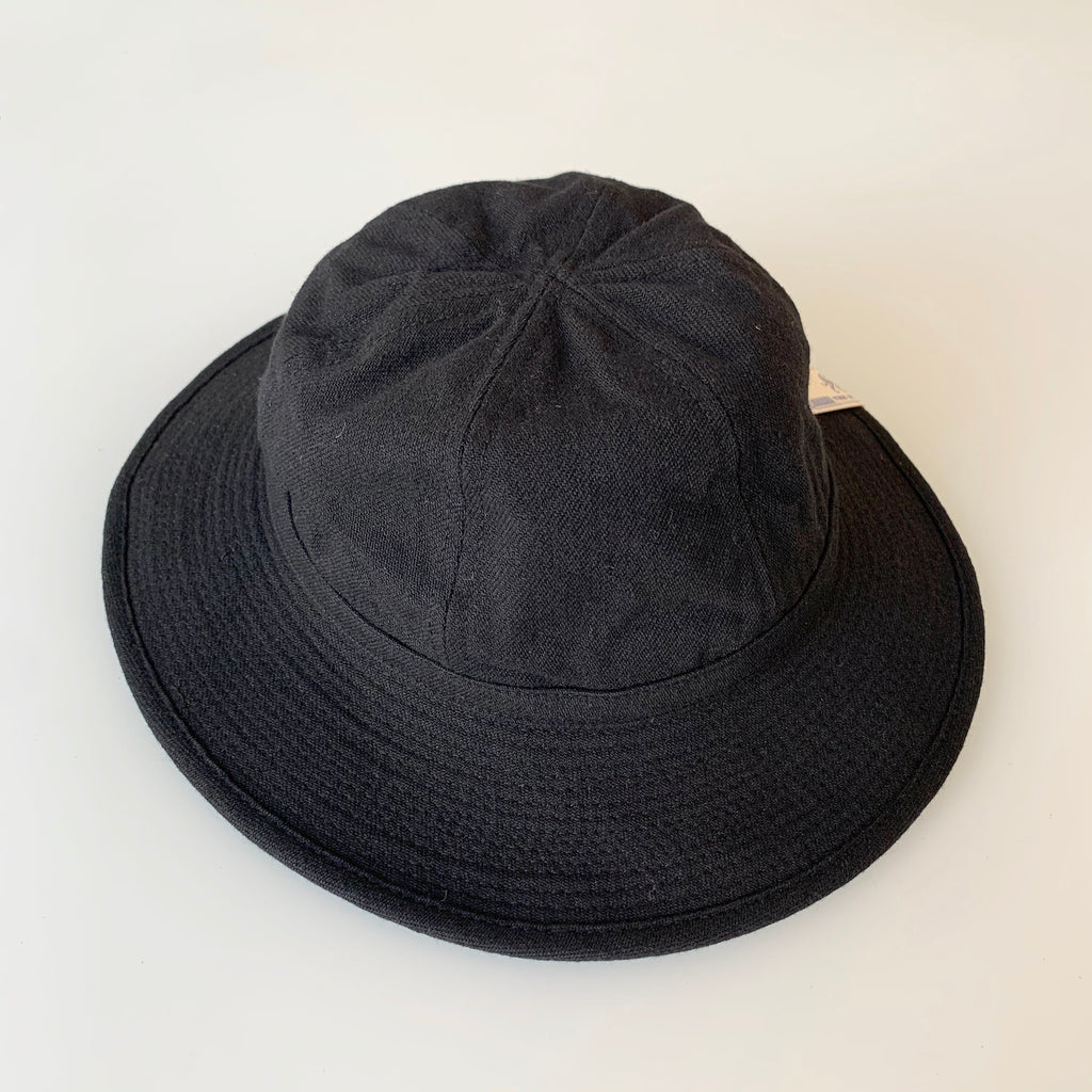 Fatigue Hat in Black Wool Cotton Serge - Tempo