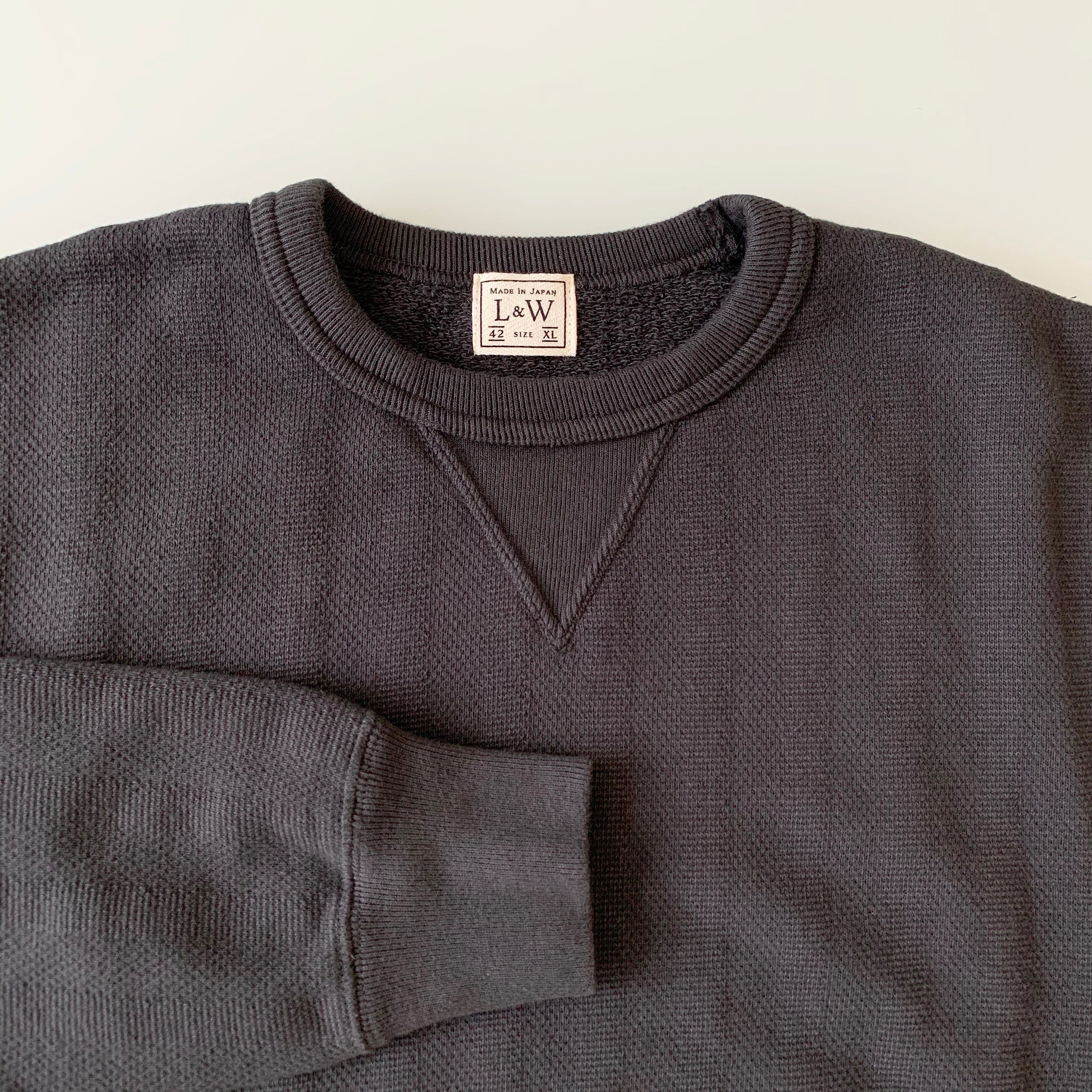 Vintage Jacquard Knit V-Gusset Sweatshirt in Antique Black