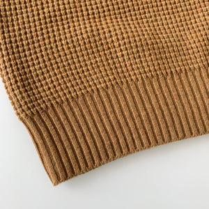 Merino Super Lamb Big Waffle Command Sweater in Golden Brown - Tempo