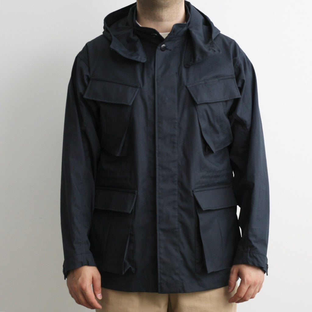 "Norwood" High Density Water-Repellant Cotton Poplin Parka in Navy - With Detachable Hood - Tempo
