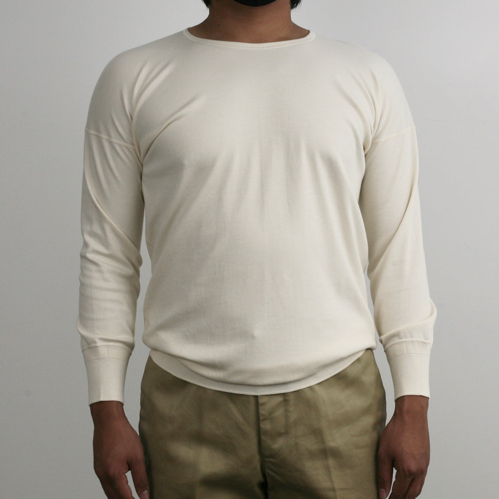 US004 Crew Neck Long Sleeve in Ivory - Tempo