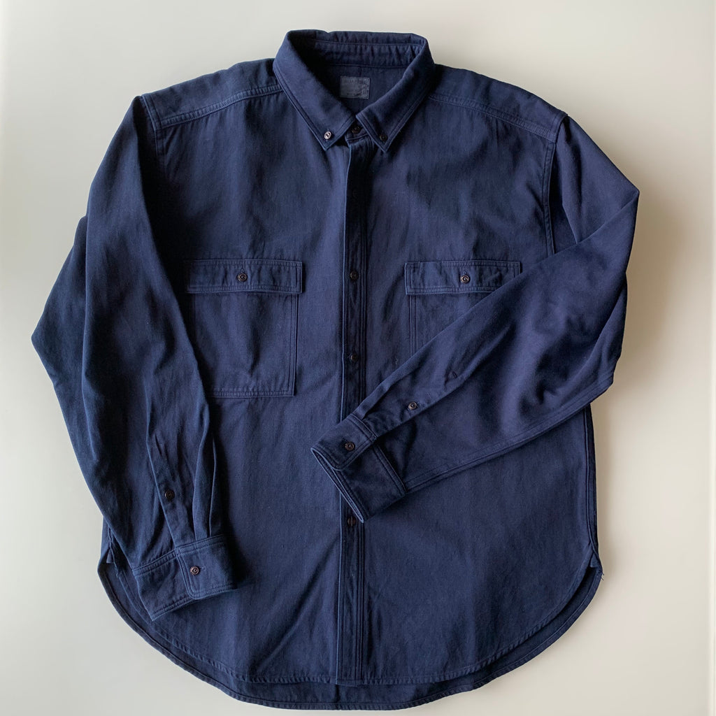 Work Shirt - Dark Indigo - 2x2 Cotton Twill Weave - Sukumo Natural Indigo Hand-Dyed - Tempo