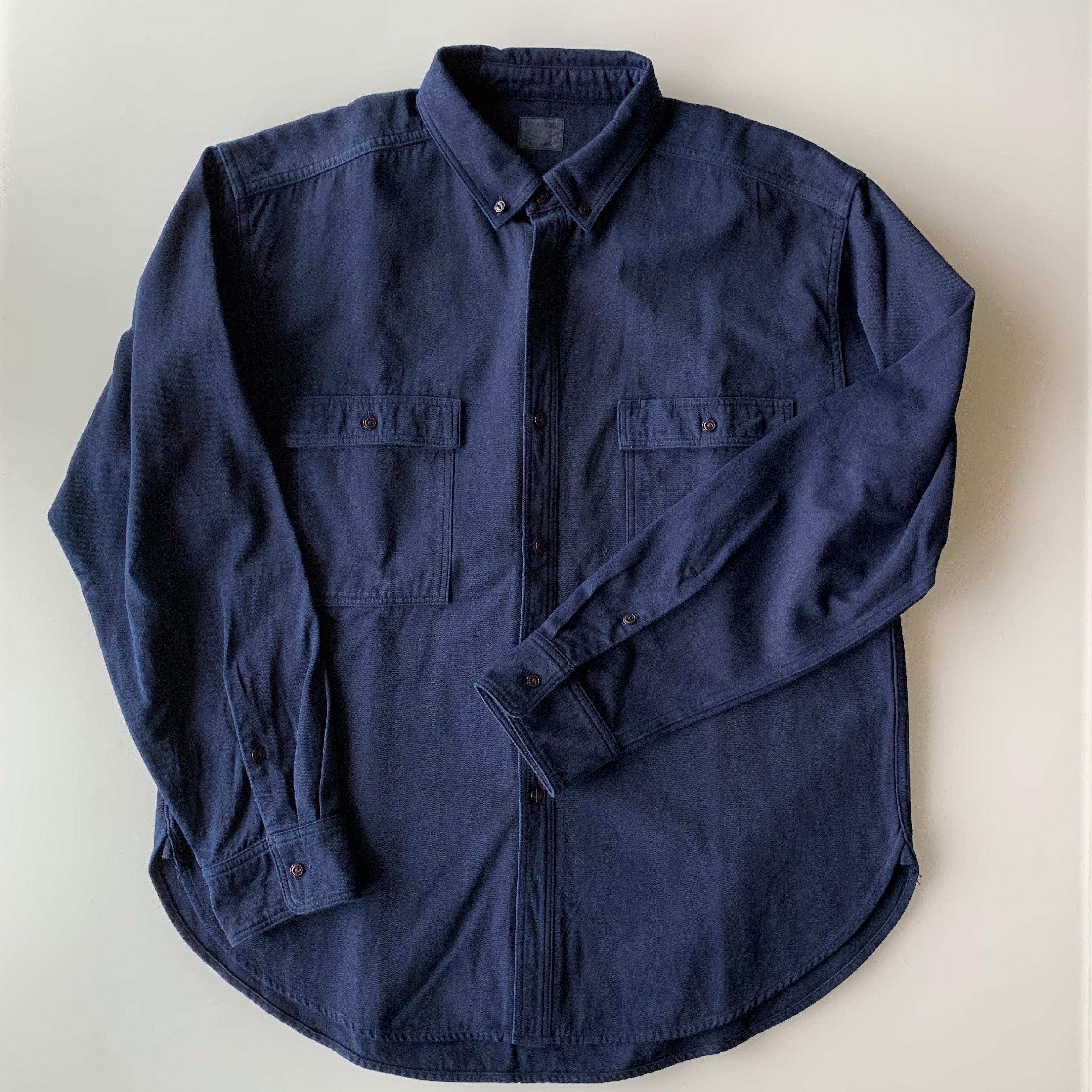 Work Shirt - Dark Indigo - 2x2 Cotton Twill Weave - Sukumo Natural Indigo Hand-Dyed - Tempo