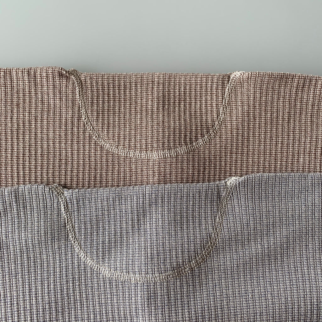 US001 Swedish Army Rib Henley Neck Long Sleeve in Mottled Light Blue - Tempo