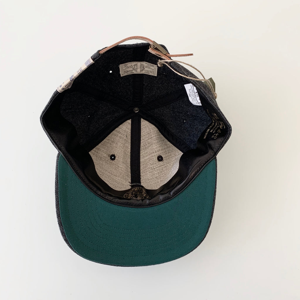 Baseball Cap in Charcoal Grey Wool Cotton - Tempo