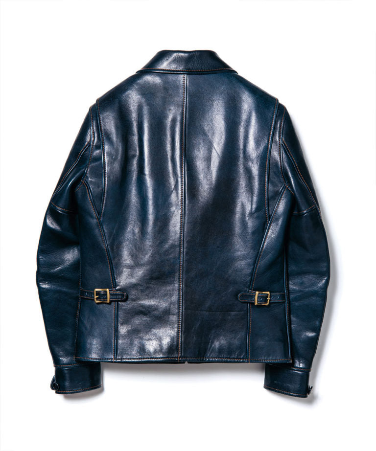 Indigo Dyed Horsehide Single Riders Jacket (IR-42) - Tempo