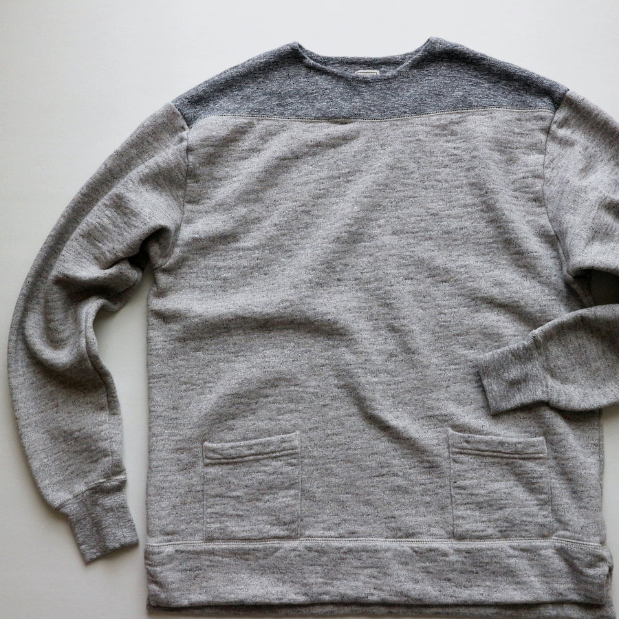 Vintage Slub 1950's Boatneck Sweatshirt in Heather Brown x Heather Grey - Tempo