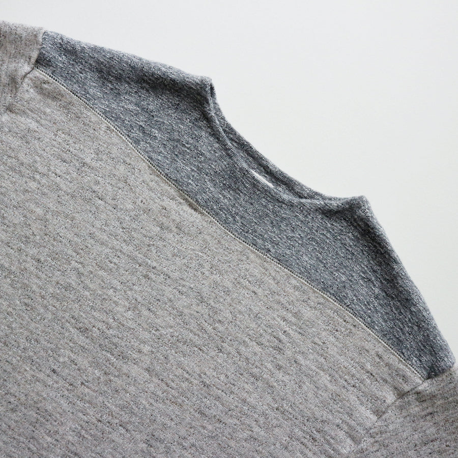 Vintage Slub 1950's Boatneck Sweatshirt in Heather Brown x Heather Grey - Tempo