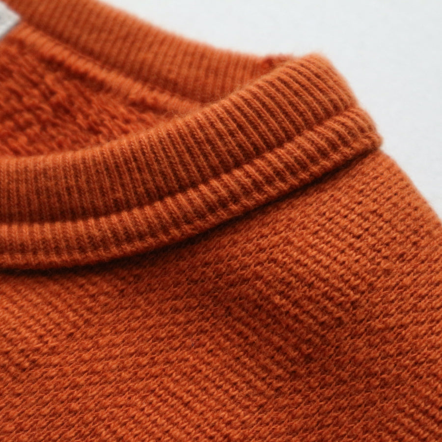 Vintage Jacquard Knit V-Gusset Sweatshirt in Russet Orange - Tempo