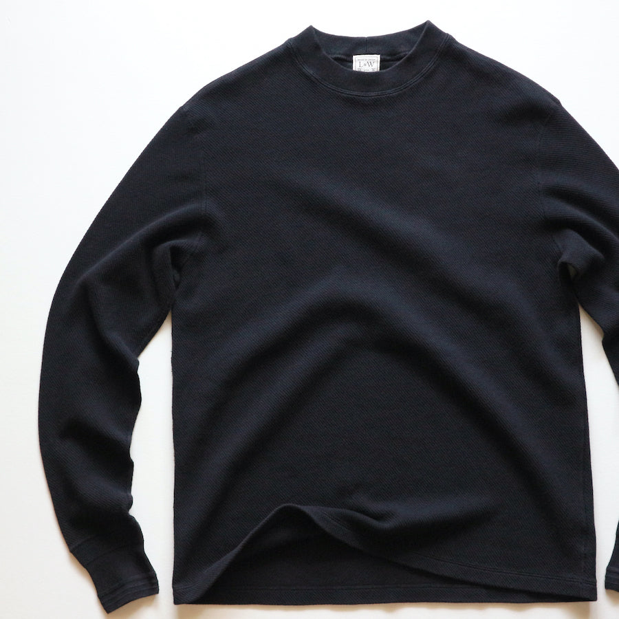 Fine Alan Honeycomb Mock Neck Thermal in Royal Black - Tempo