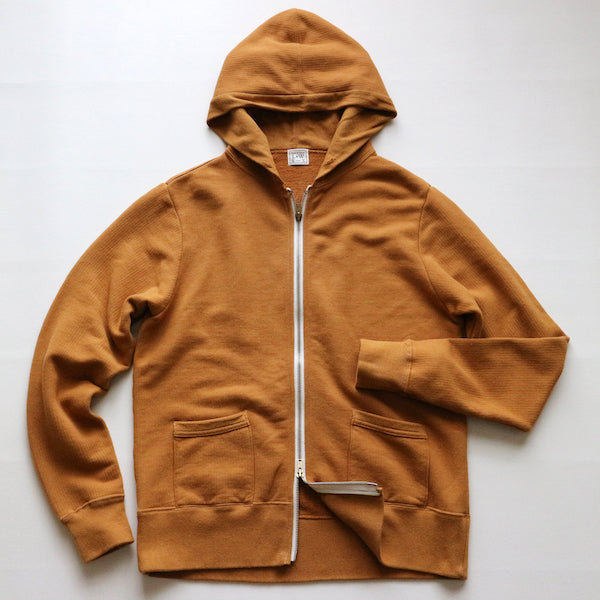 Striped Face French Terry 50’s Double Zip Parka in Mustard - Tempo