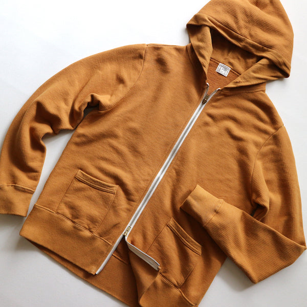 Striped Face French Terry 50’s Double Zip Parka in Mustard - Tempo