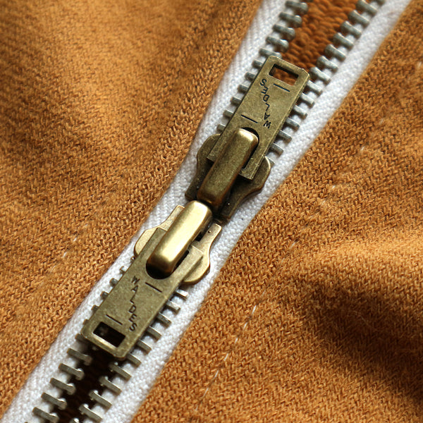 Striped Face French Terry 50’s Double Zip Parka in Mustard - Tempo