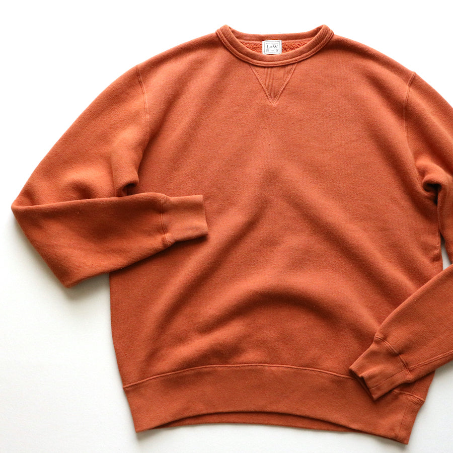 Tompkin's Knit V-Gusset Crewneck Sweatshirt in Orange Brown - Tempo