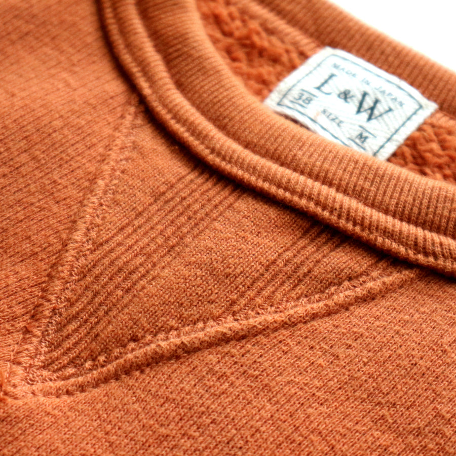 Tompkin's Knit V-Gusset Crewneck Sweatshirt in Orange Brown - Tempo