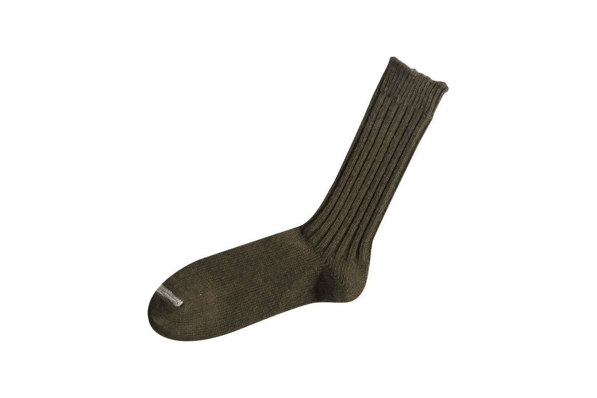 Wool Ribbed Socks in Khaki Green - Tempo