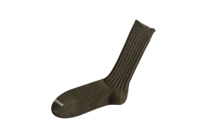 Wool Ribbed Socks in Khaki Green - Tempo