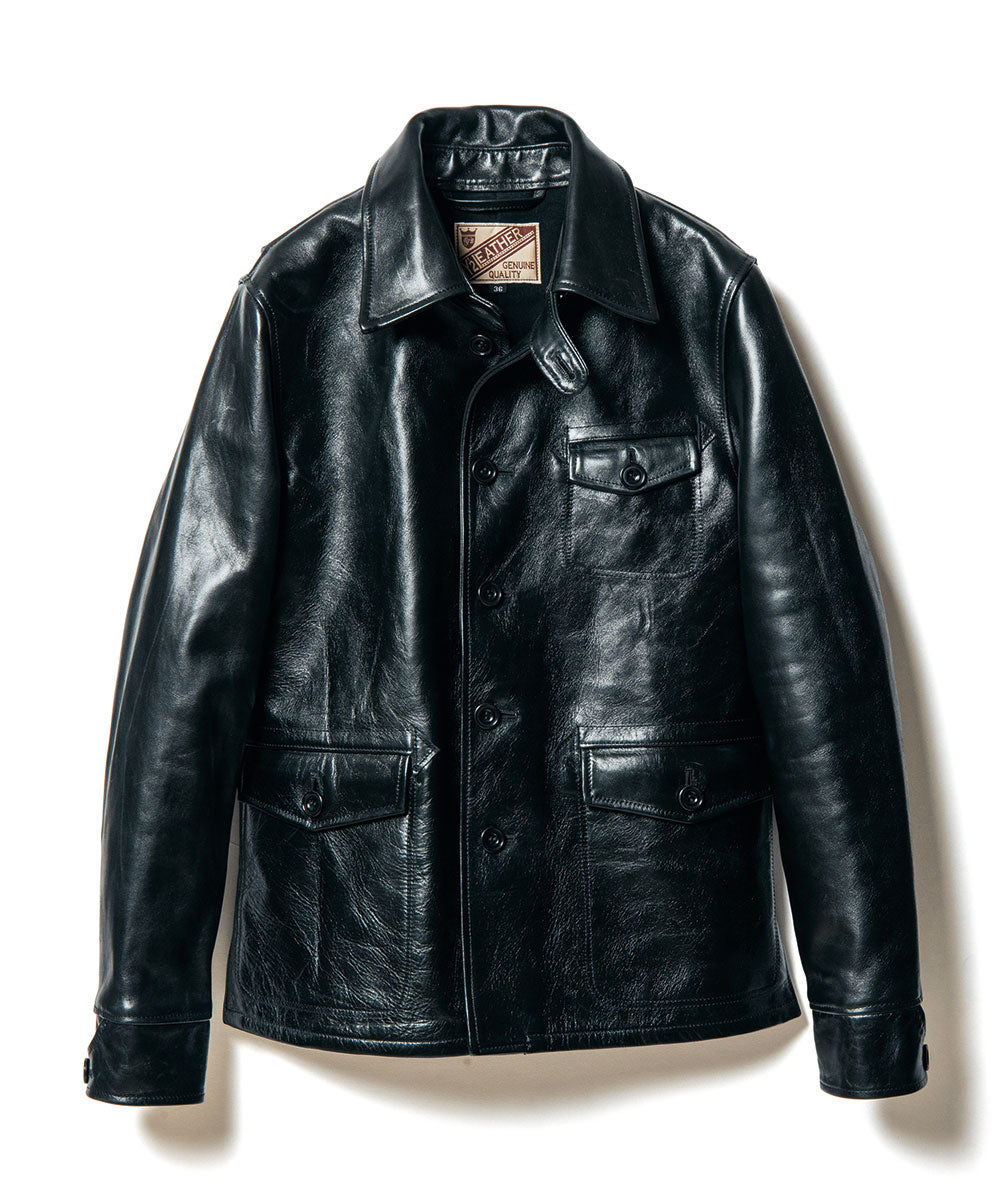 Teacore Aniline Horsehide Work Shirt Jacket in Black (LS-15) - Tempo