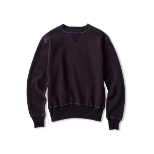 Double-V Set-In Sleeve Tsuriami Loopwheel Mother Cotton Sweat Shirt in Navy