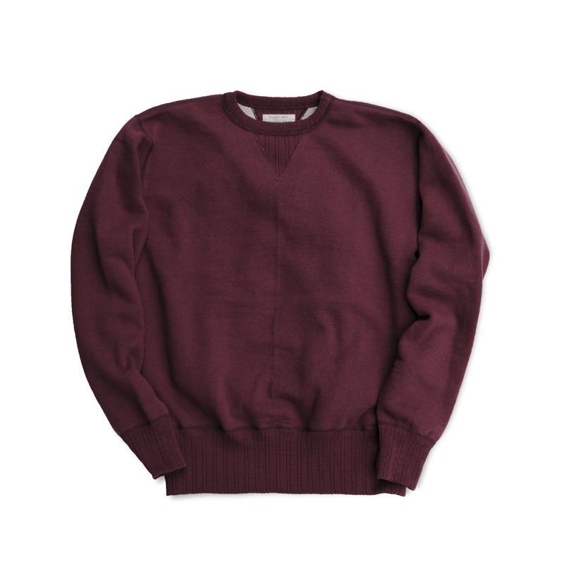 Double-V Set-In Sleeve Tsuriami Loopwheel Mother Cotton Sweat Shirt in Burgundy - Tempo
