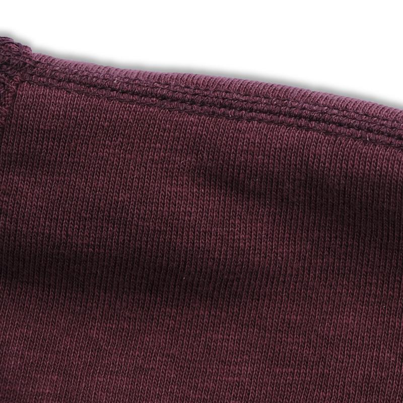 Double-V Set-In Sleeve Tsuriami Loopwheel Mother Cotton Sweat Shirt in Burgundy - Tempo