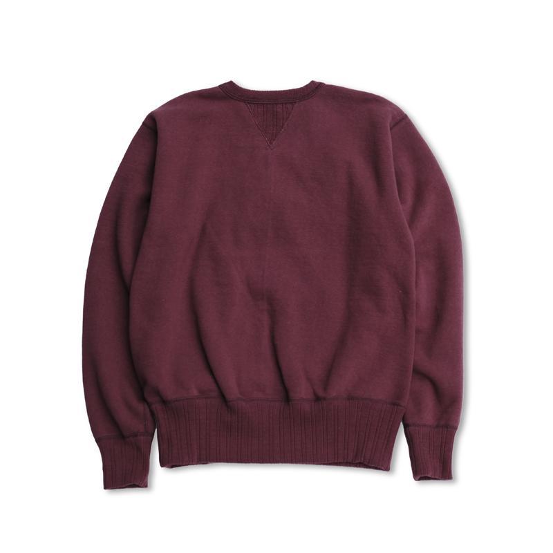 Double-V Set-In Sleeve Tsuriami Loopwheel Mother Cotton Sweat Shirt in Burgundy - Tempo