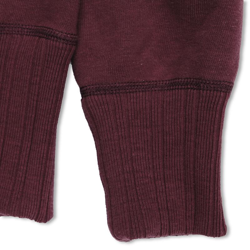 Double-V Set-In Sleeve Tsuriami Loopwheel Mother Cotton Sweat Shirt in Burgundy - Tempo