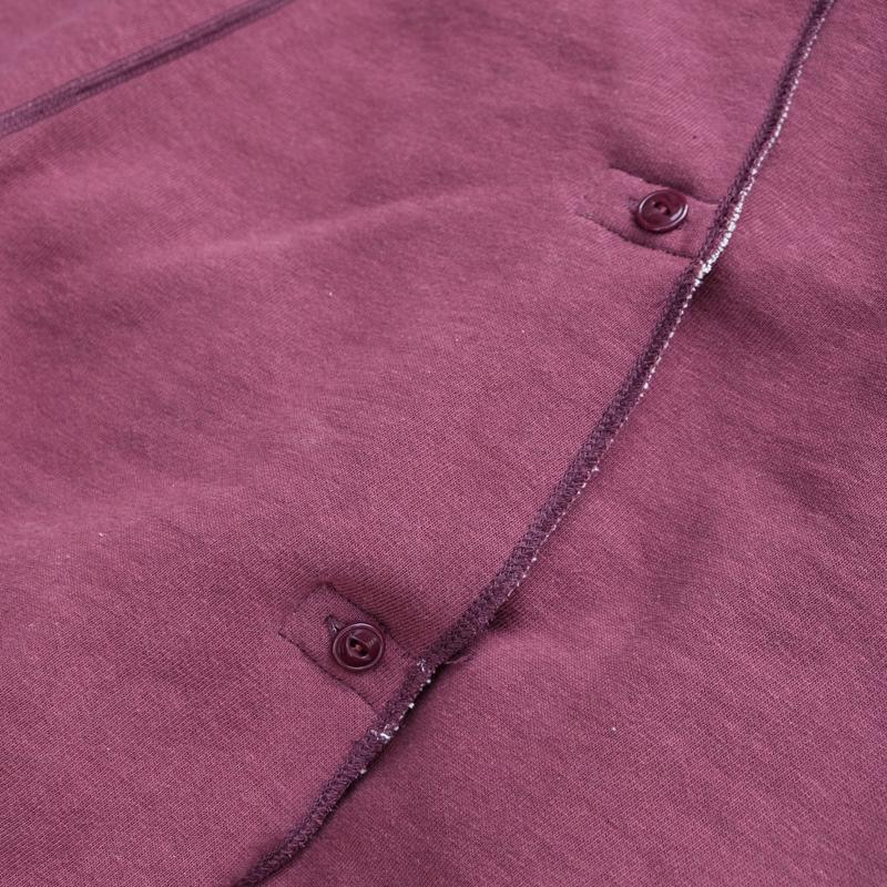 Button Front Tsuriami Loopwheel Mother Cotton Union Suit in Burgundy - Tempo