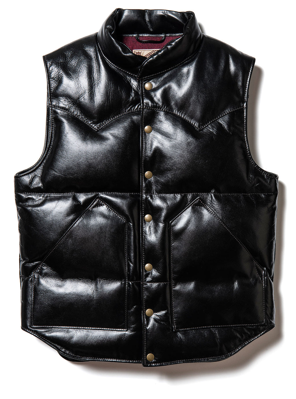 Vintage Pony Tea Core Leather Down Vest in Black (PV-01) - Tempo