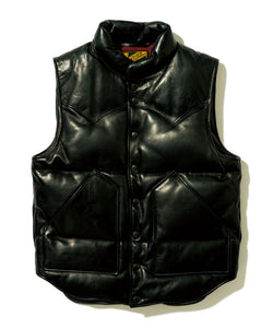 Steer Oil x Saddle Horsehide Down Vest in Black x Black (SV-01) - Tempo