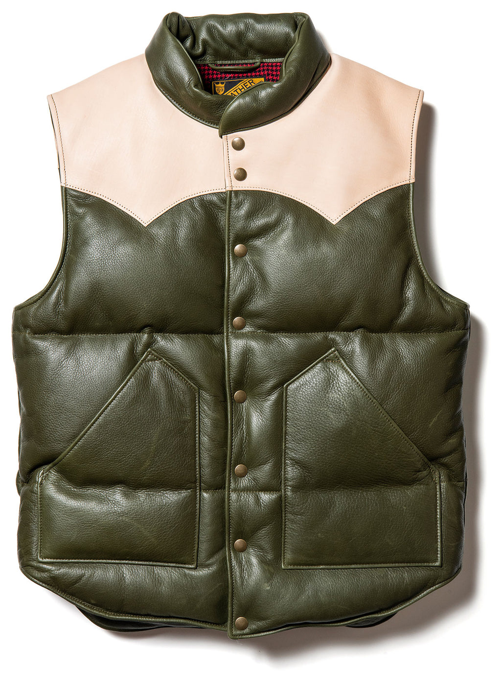 Steer Oil x Saddle Horsehide Down Vest  in Olive (SV-01) - Tempo