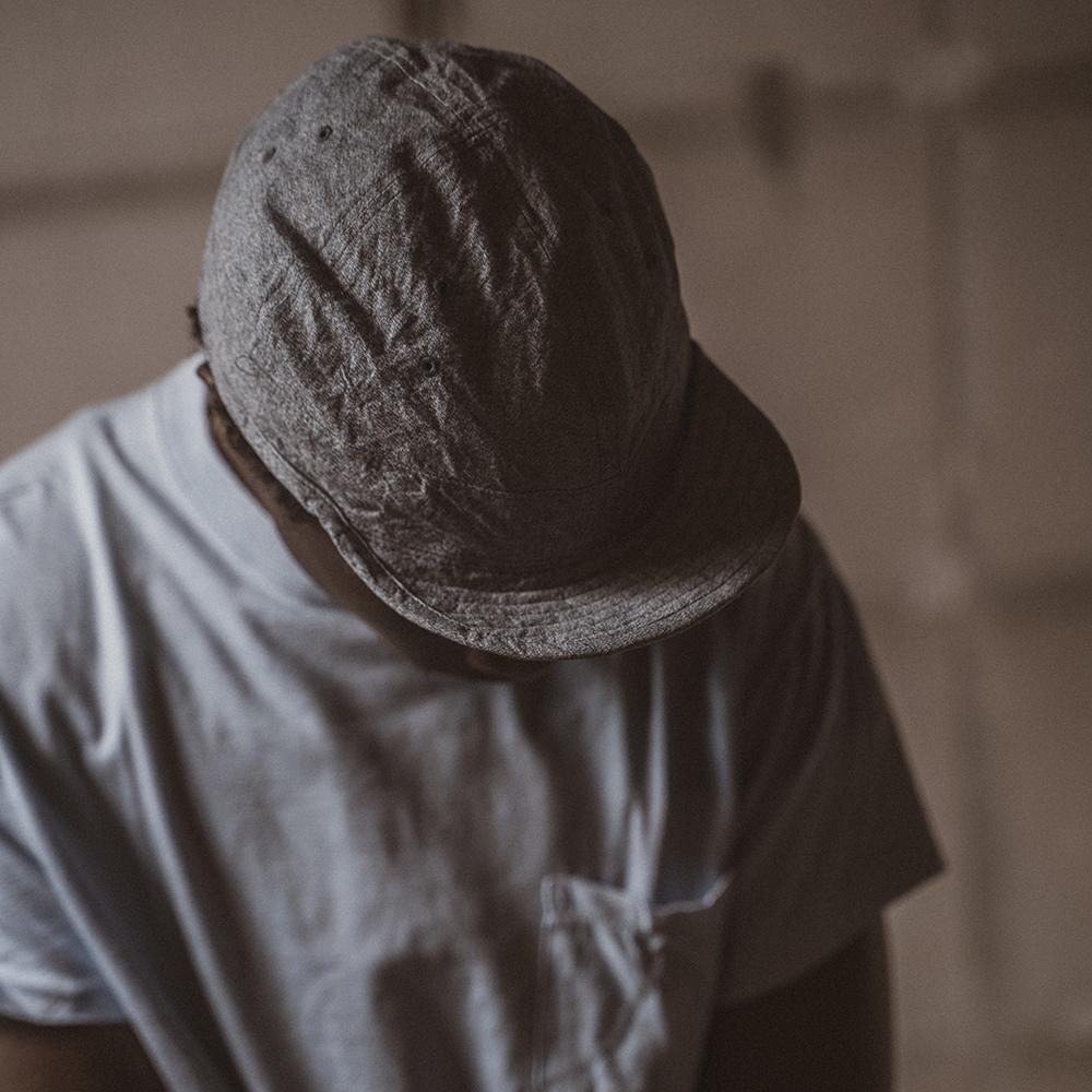 USMC Cap in Heather Green Mock Twist Chambray - Tempo